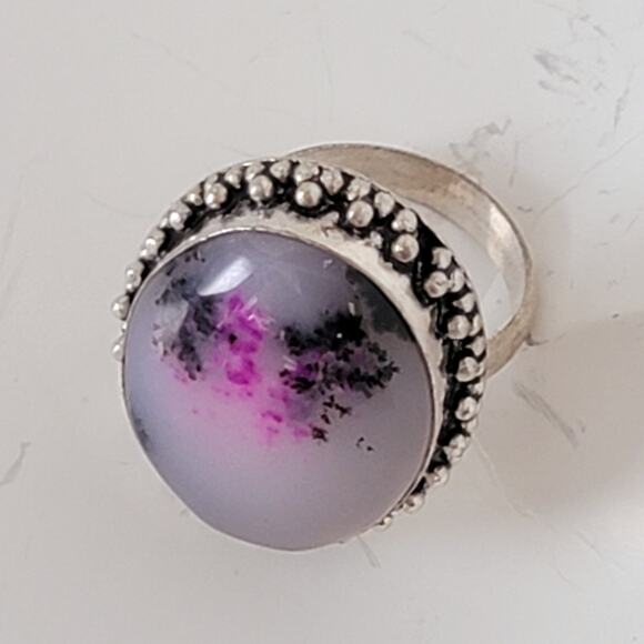 Sterling Silver Purple Stone Ring – Bohemian Statement Jewelry – Size 8 - Picture 10 of 15